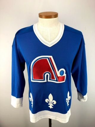 Vintage Quebec Nordiques Ccm Sewn Blank Back Hockey Jersey Adult Small