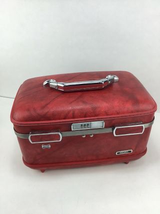 Vintage American Tourister Escort Makeup Case Train Luggage Red 60s