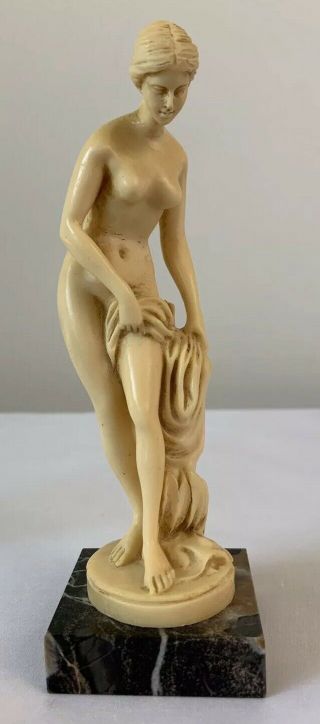 Vintage Classic Figure Greek Woman Sculpture By A.  Santini The Bather Italy