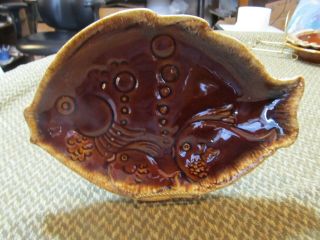 Vintage Hull Pottery Usa Ceramic Oven Proof 11 Inch Fish Shape Oval Platter