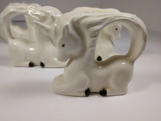VTG White Ceramic Napkin Ring Holder 3,  1 Unicorn 3