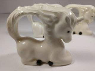 VTG White Ceramic Napkin Ring Holder 3,  1 Unicorn 4