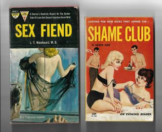 Two (2) Vintage Adult Paperbacks Sex Erotica Pulp Sleaze Andrew Shaw Lt Woodward