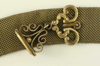 Vintage Estate Jewelry Victorian Watch Fob Fm Co Gold On Brass Metal Woven Mesh