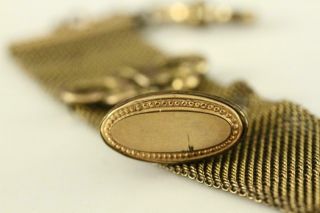 Vintage Estate Jewelry Victorian Watch Fob FM Co Gold on Brass Metal Woven Mesh 3