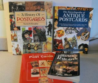 4 Books On Postcard Collecting Encyclopedia,  History,  Collector 