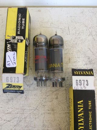 Matching Pair Sylvania 6973 Nos Amplifier Vacuum Tubes Tv - 7