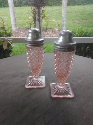 Vintage Pink Anchor Hocking Miss America Depression Glass Salt & Pepper Shakers