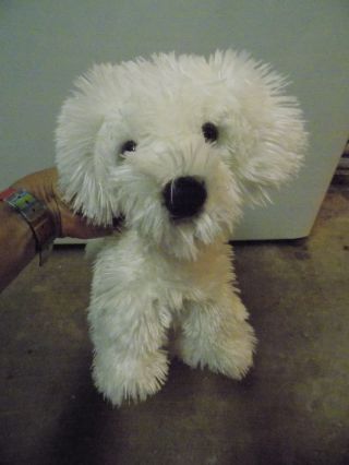 Vtg Aurora 9 " Plush Puppy Dog Soft Floppy White Hairy Bichon Frise Adorable Toy