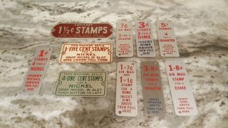Vintage Postage Stamp Machine Metal Badges
