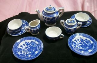 Blue Willow Vintage Child,  S Toy Set Of China Blue Willow Pattern From Japan
