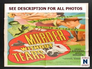 Noblespirit Vintage 1953 Murder Without Tears 27x41 " Folded Movie Poster