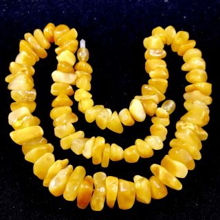 Vintage Baltic Chunky Amber Nugget Beads Necklace.  Egg Yolk Amber Beads.
