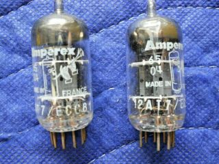 2 Amperex Bugle Boy 12AT7 Tubes Made in France 1965 Tests Strong in OB NOS? 2