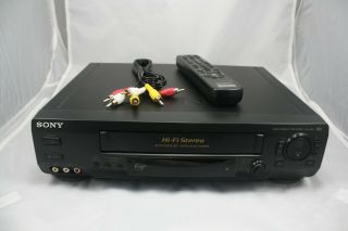 Sony Slv - N60 Hifi Stereo Vcr Vhs 4 Head Video Cassette Recorder Player W/ Remote