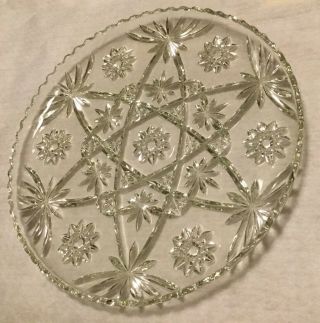 Vintage Anchor Hocking Eapc Star Of David 13 - 1/2 " Round Clear Serving Platter