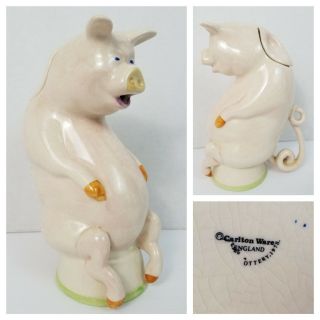 Vtg Carlton Ware Pottery England 1978 Figural Pig Tea Pot Jug Creamer Decanter