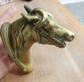 Old Vintage Gilded Bronze Brass Horse Head Car Mascot