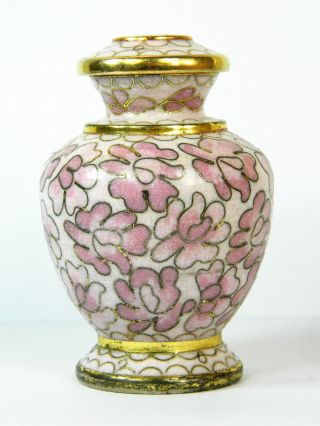 Vintage Pink Cloisonne Enamel Pet Ash Cremation Urn Memorial Jar Pot Bottle Box