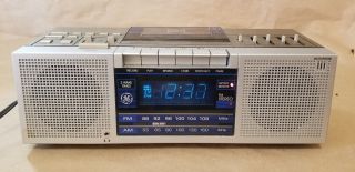 Ge Stereo Fm/am Clock Radio Cassette Tape Recorder Player Model Model 7 - 4965a
