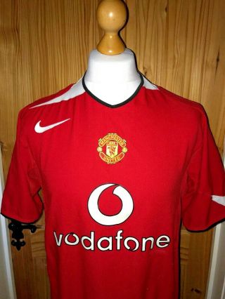 Vintage Manchester United Football Shirt Home Vodafone 2004 - 2005 Mens Large