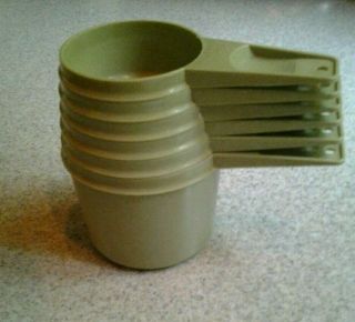Vintage Tupperware Avocado Green Measuring Cups 6 Piece Set Stackable