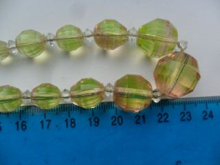 Vintage Art Deco Jewellery Uranium Bi Colour Glass Beads Necklace