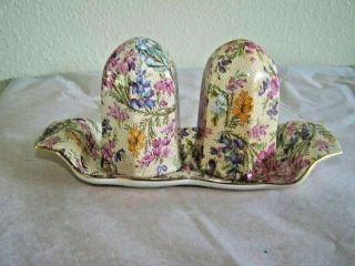 Vintage Lord Nelson Ware Chintz China Shaker Set On Its Own Tray Very Lovely