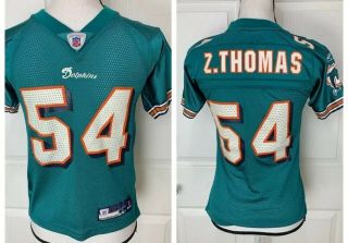 Zack Thomas Vintage Miami Dolphins Reebok Football Jersey Shirt Size Youth Small