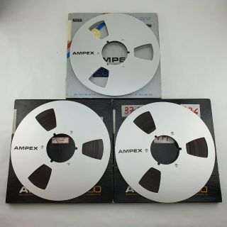 3 Ampex Nab Metal Reels 10.  5 Inch / 26.  5 Cm With Band & Cover