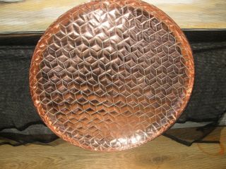 Vintage French Copper Large Tray Charger 3d Cube Design Very Decorative