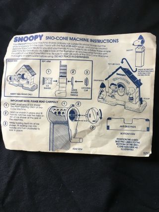 Vintage 1979 Snoopy Sno Cones Machine Snow Cone Maker Shaved Ice Machine Peanuts 2