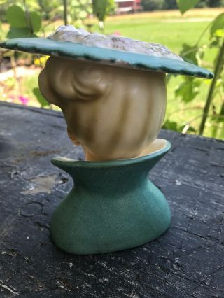 Vintage Blonde Lady vase Napcoware c3815 Green Hat W/Gold Details Red  3