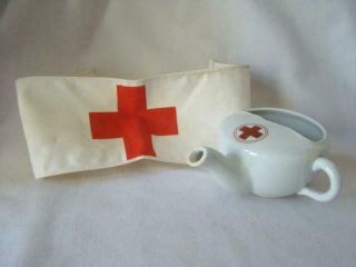 Vintage Wwii Red Cross Nursing Armband & Hospital Invalid Feeder,  Pap Boat