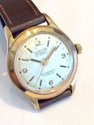 Vintage Gold Plate Curtiss 25 Jewel Automatic Mens Watch