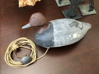 Vintage Hunting Sport Duck Decoy W/ Anchor Weight & Rope