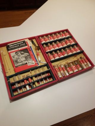 Vintage - Chemcraft Chemistry Set.  2 Panel Wood Case - Science Toy Set