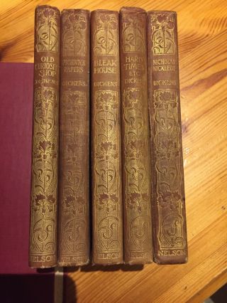 Set Of Five Vintage Books Charles Dickens; Pub.  Thomas Nelson & Sons 1900 - 04