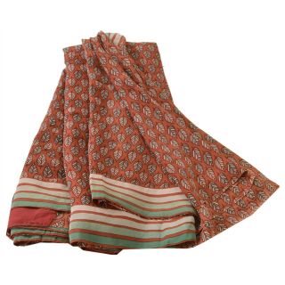 Sanskriti Vintage Dark Red Saree 100 Pure Crepe Silk Printed Sari Craft Fabric 6