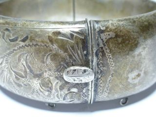 Vintage Sterling Silver Floral Engraved Bangle Bracelet 31g 6.  5cm ba4 4