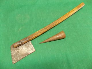 Vtg Tobacco Knife Hatchet Ax Cutter/spear Primitive Farm Tool Barn Find Tomahawk