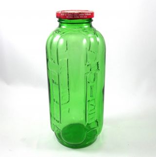Green Donald Duck Grapefruit Juice Water Refrigerator Glass Bottle Vintage 1950s