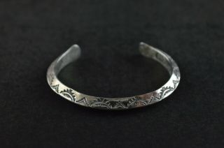 Vintage Native Sterling Silver Decorative Cuff Bracelet - 20g