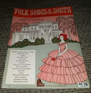 Folk Songs Of The South 1961 Sheet Music Song Book Piano/organ/guitar Chords Vtg