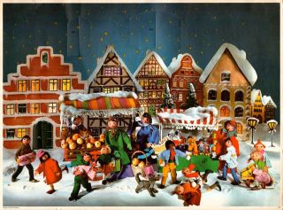 Vintage Advent Calendar Korsch Verlag West Germany Dolls Christmas Market 532
