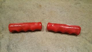 Vintage Vista Red Bicycle Grips W/finger Grooves Classic Cruiser