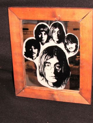 The Beatles Vintage Wood Frame Mirror 11x14 John Lennon - Paul Mccartney