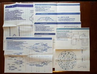 7 Vintage Gi Joe Instructions Blueprint Sheets