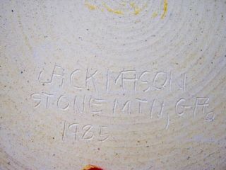 Vintage MCM Jack Mason Modernist Studio Art Pottery Bowl Stone Mountain Ga 1985 3