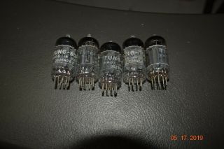 5 Vintage Tungsol 12au7a Tubes Grey Plates Halo Getters Test Great Tube Amp